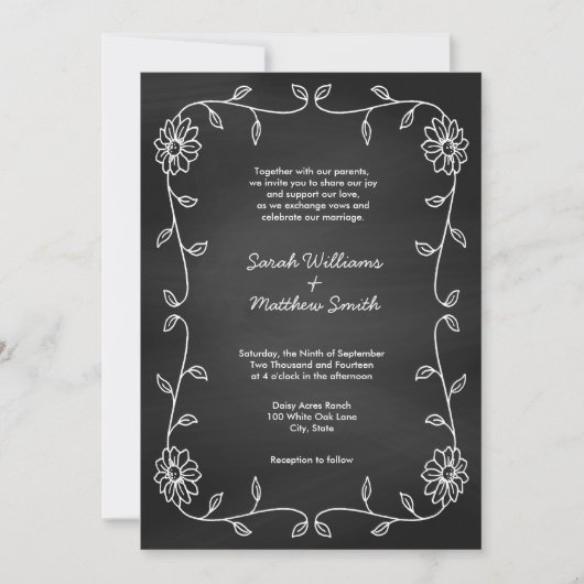 Rustic Chalkboard Wedding Invitations Kaart (Voorkant)