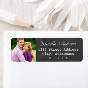 Rustic Chalkboard Wedding Photo Return Address Etiket