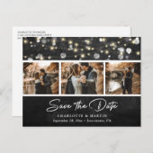 Rustic Chalkboard Wedding Photo Save the Date Aankondigingskaart (Voorkant / Achterkant)