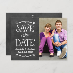 Rustic Chalkboard Wedding Photo Save the Date Aankondigingskaart