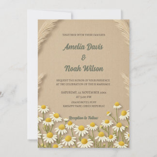 Rustic Chamomile Huwelijksuitnodiging Kaart