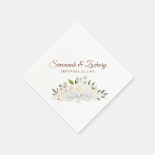 Rustic Champagne Peach Waterverf Floral Wedding Servet