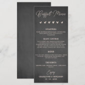 Rustic Charcoal Black Wedding Buffet Menu (Voorkant / Achterkant)