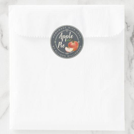 Rustic Charcoal Gray Homemade Apple Pie Ronde Sticker (Tas)