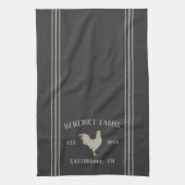 Rustic Charcoal Personalized Boerderij Name & Town Theedoek (Verticaal)