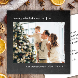 Rustic Charcoal Typemachine Familie Foto Kerstmis Feestdagenkaart