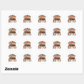 Rustic Charm Hippo Happy Birthday Ronde Sticker (Vel)