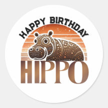 Rustic Charm Hippo Happy Birthday