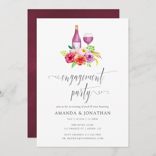 Rustic Charm Wine Tasting Engagement Party Kaart (Voorkant / Achterkant)