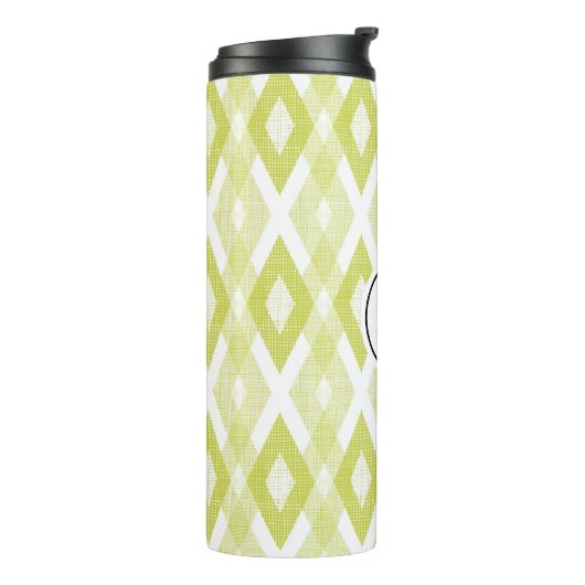 Rustic Chartreuse Ikat Pattern Monogram Thermosbeker (Gedraaid links)
