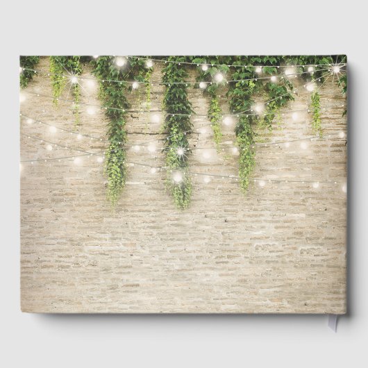 Rustic Chateau Stone Church String Lights Wedding Gastenboek (Achterkant)