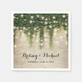 Rustic Chateau Stone Church String Lights Wedding Servet (Voorkant)