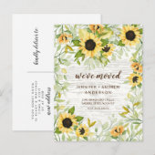Rustic Cheerful Sunflower Moving Announding Aankondigingskaart (Voorkant / Achterkant)