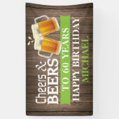 Rustic Cheers and Beers Happy 60th Birthday Green Spandoek (Verticaal)