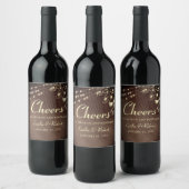 Rustic Cheers Wedding Wine Label Wijn Etiket (Flessen)