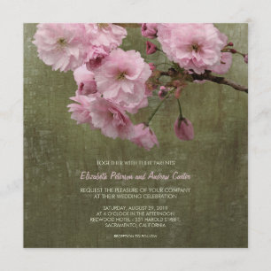 Rustic Cherry Blossom Floral 5.25x5.25 Kaart