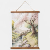 Rustic Cherry Blossom in Sunset Light Landscape Hangend Wandkleed (Voorkant)