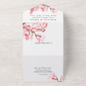 Rustic Cherry Blossom Japanse roze bloemen Sakura All In One Uitnodiging (Buitenkant)