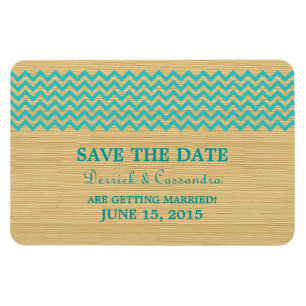 Rustic Chevron Save the Date Magnet, Blauwgroen Magneet
