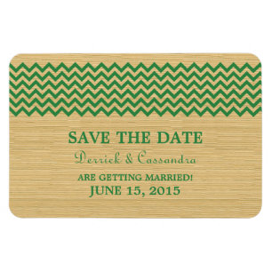 Rustic Chevron Save the Date Magnet, Green Magneet