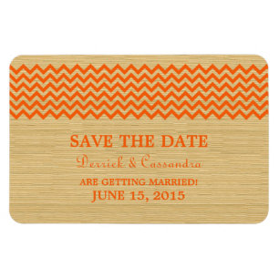 Rustic Chevron Save the Date Magnet, Oranje Magneet