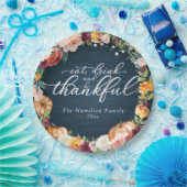 Rustic Chic Autumn Flowers Thanksgiving Dinner Papieren Bordje (Feest)