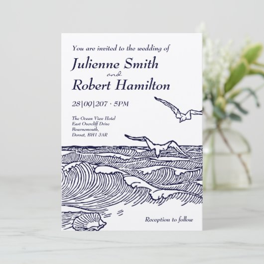 Rustic Chic Beach Destination Mariages Invitations (Debout devant)