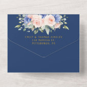Rustic Chic Blush Blue Floral Greenery Wedding All In One Uitnodiging (Achterkant)