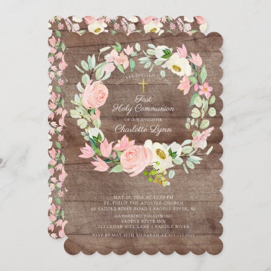 Rustic Chic Blush Pink Floral First Community Kaart (Voorkant / Achterkant)