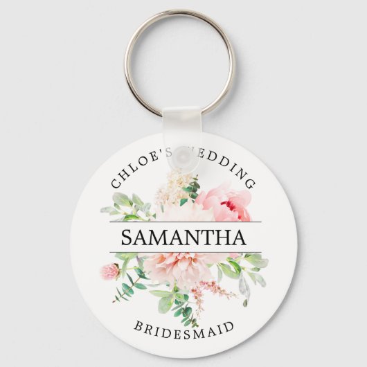 Rustic Chic Blush Pink Peony Floral Specialized Sleutelhanger (Voorkant)