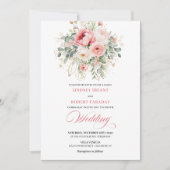 Rustic Chic Blush Roses Wedding Invitation (Devant)