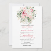 Rustic Chic Blush Roses Wedding Invitation (Devant)
