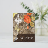 Rustic Chic Brown  Roos Wedding Uitnodiging Briefkaart (Staand voorkant)