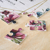 Rustic Chic Burgundy Floral Wedding Save the Date Legpuzzel (Zijkant)