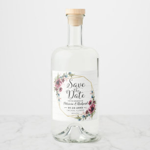 Rustic Chic Burgundy Floral Wedding Save the Date Likeurfles Etiket