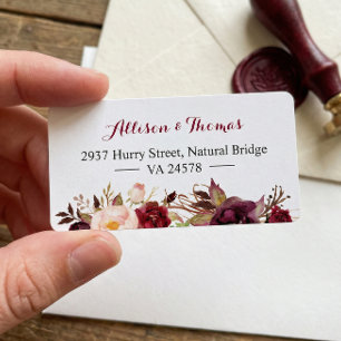 Rustic Chic Burgundy Marsala Red Floral Wedding Etiket