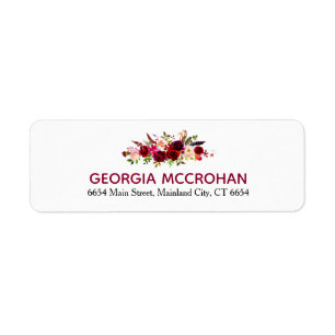 Rustic Chic Burgundy Marsala Return Address Label