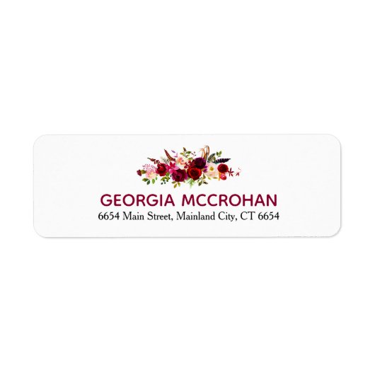 Rustic Chic Burgundy Marsala Return Address Label (Voorkant)