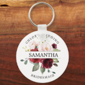 Rustic Chic Burgundy Red Blush Pink gepersonalisee Sleutelhanger (Voorkant)