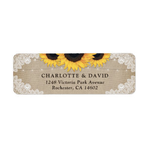 Rustic Chic  Burlap en Lace Sunflower Etiket