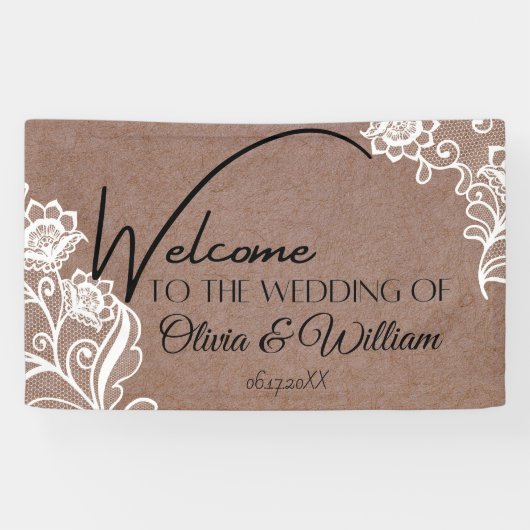 Rustic Chic Calligraphy Wedding Welcome Spandoek (Horizontaal)