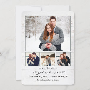 Rustic Chic Collage Wedding Save the Date Card Feestdagenkaart