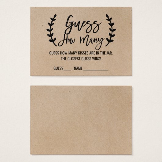 Rustic Chic Devine Combien De Baisers Cartes De Je (Devant & derrière)