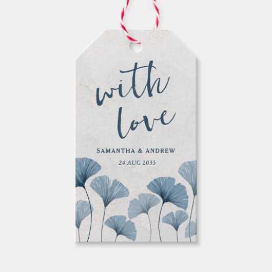 Rustic Chic Dusty Blue Wedding Favor Cadeaulabel (Voorkant)