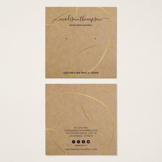 Rustic Chic Earring Display Vierkante Visitekaartjes (Voorkant /achterkant)