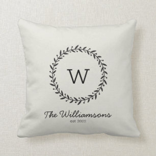 Rustic Chic Famille Monogramme Nom Jeu Oreiller