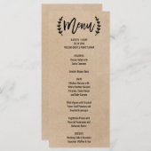 Rustic Chic Faux Kraft Calligraphy Menu Kaart (Voorkant / Achterkant)