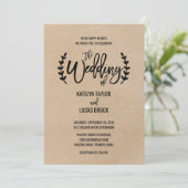 Rustic Chic Faux Kraft Calligraphy Wedding Kaart (Staand voorkant)