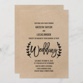 Rustic Chic Faux Kraft Calligraphy Wedding Kaart (Voorkant / Achterkant)