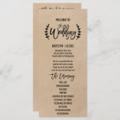 Rustic Chic Faux Kraft Calligraphy Wedding Program Programma (Voorkant / Achterkant)